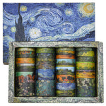 HASTHIP® Set de 25 Cintas Washi Estilo Noche Estrellada de Van Gogh,Cinta Decorativa Pintura al Óleo para Scrapbooking,Manualidades Diario y Regalo Arte para Estudiantes y Artistas