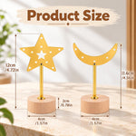 HASTHIP 3-Piece Star and Moon T-Bar Earring Display Stand Set with Wood Bases and Graduated Heights