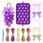 HASTHIP Silicone Grape Soap Mold Kit with 5 Twine Rolls, 5 Bows and 1 Tweezer for Handmade Gifts