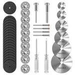 HASTHIP® WADY 44PCS Juego de Ruedas de Corte para Herramientas Rotativas,6 Hojas Sierra Circular HSS,20 Discos Corte Resina 10 Discos Diamante 545 2 Destornilladores Compatible con Plástico Madera