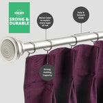 HASTHIP Metal Curtain Rings 12PCS for Window Drapes with 37mm Inner Diameter | Smooth Glide Rustproof Silver Hooks