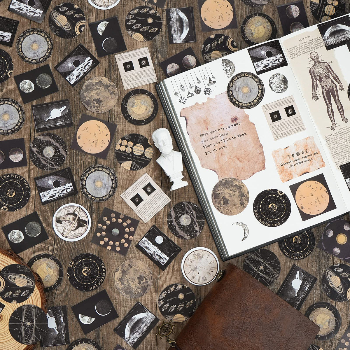 92 PCS Scrapbook Sticker for Journals Supplies Astronomy Celestial Stickers Set Decorative Self-adhensive Planet Moon Space Sticker Decals for Journaling DIY Crafts Decro, Self Adhesive