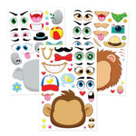 HASTHIP® Make-a-Face DIY Animal Stickers Set for Kids, Creative Character Sticker Sheets with 3D Animal Faces, Flexible PVC Vinyl Craft Stickers for Decorating Notebooks, Gifts, and Party Supplies Use