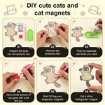 HASTHIP 16PCS Cartoon Kitty Diamond Art Fridge Magnet Kit with Rhinestones for Kids and Adults