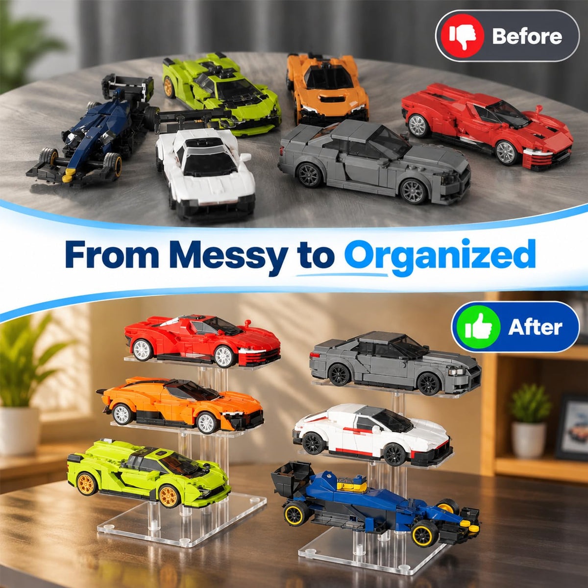 HASTHIP 3-Tier Acrylic Display Stand Set of Two for Diecast Cars and Collectibles