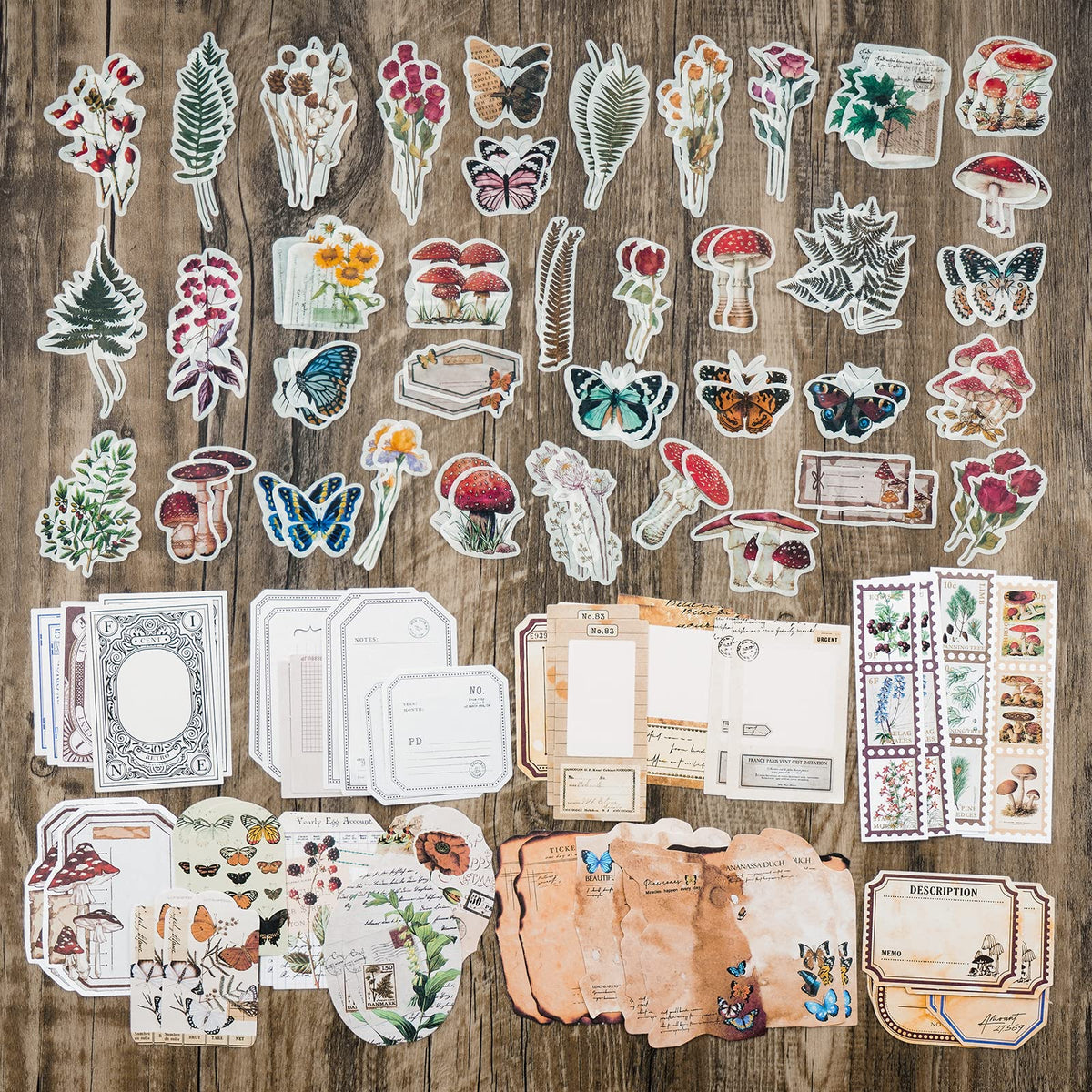 HASTHIP Vintage Journal Supplies Pack for Scrapbooking with 200 pcs Stickers | Gold Aesthetic DIY Paper Set