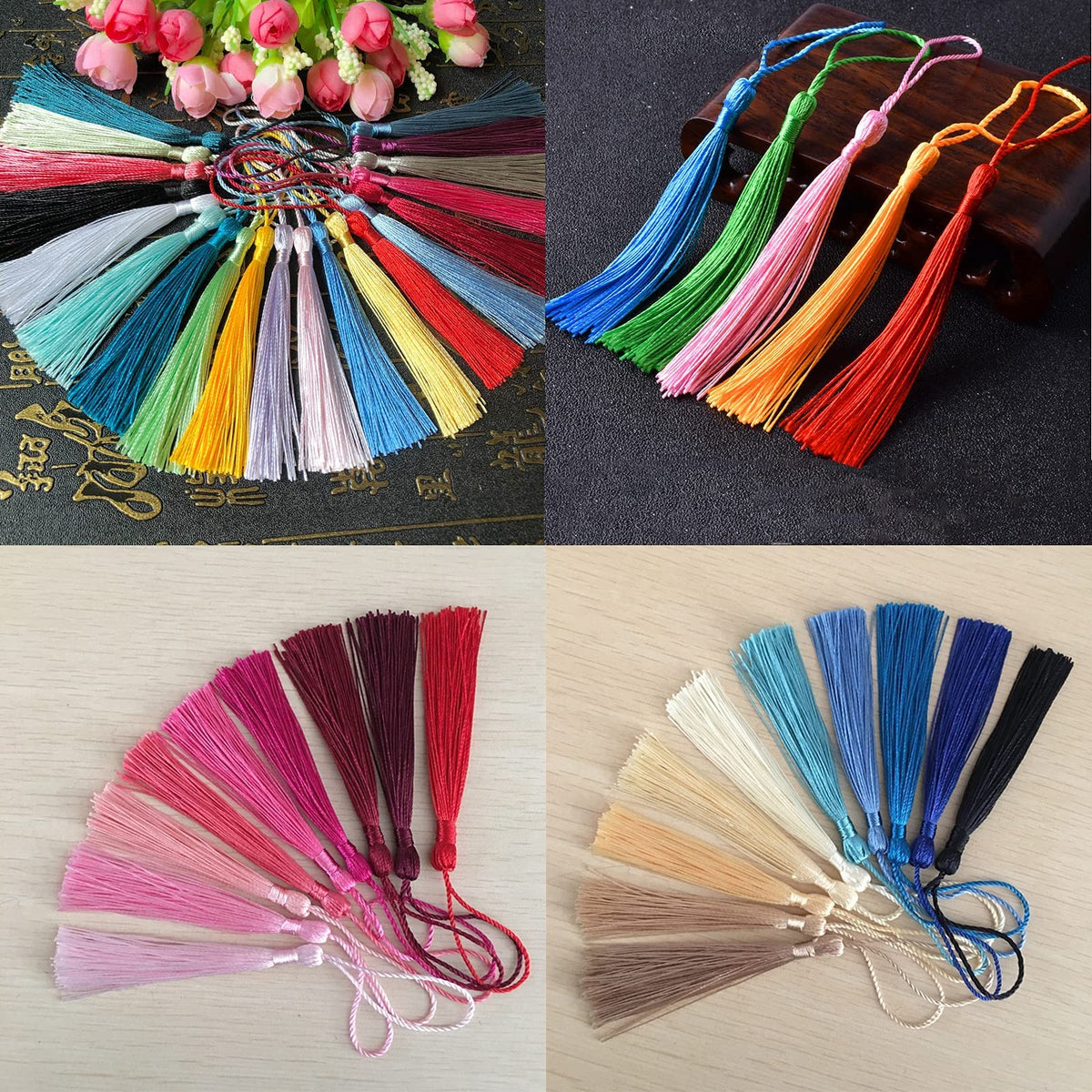 HASTHIP Tassels for Sarees Pallu and DIY Crafts with Loop 152 Pcs in 38 Colors | Polyester