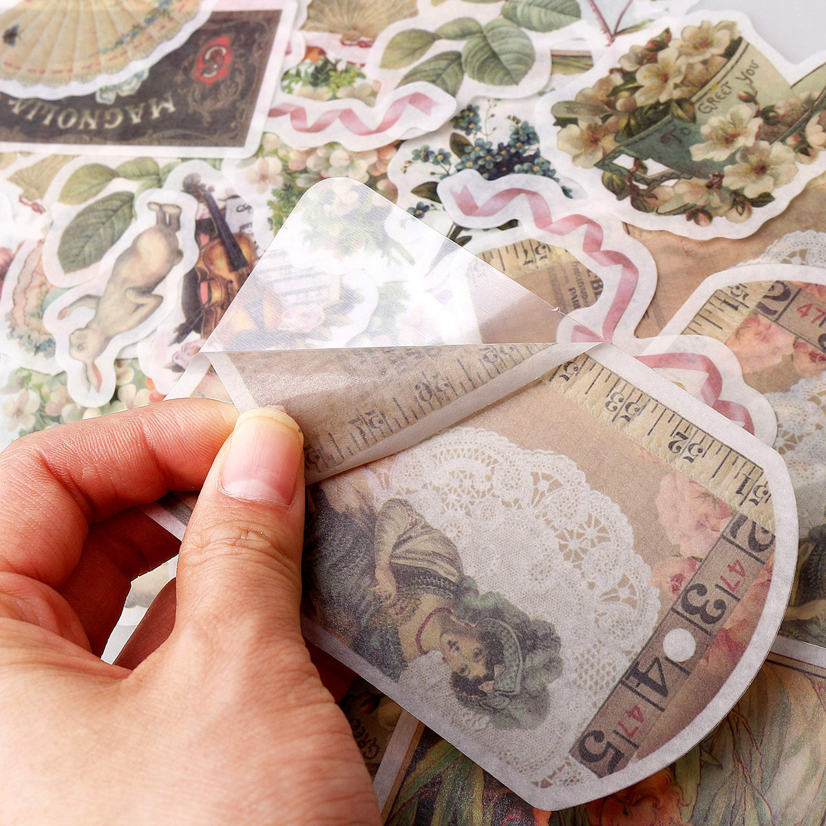 60PCS Stickers Set Vintage Stickers Journal Diary Paper Stickers for Scrapbook Decorative Scrapbooking Self-Adhesive Tropical Plants Stickers for DIY Embellishment Supplies