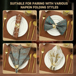 HASTHIP® 12 Pcs Gold Napkin Rings Shiny Metal Napkin Ring Study Leaf Shaped Table Decor for Christmas, Easter, Wedding, Party, Elegant Table Settings Gift Ideas