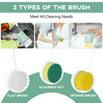 HASTHIP® Electric Cleaning Brush, Cordless Foldable Electric Cleaning Brush, Powerful Cleaning Brush with 3 Replaceable Brush Heads, 2 Adjustable Speeds for Cleaning Kitchen, Bathroom