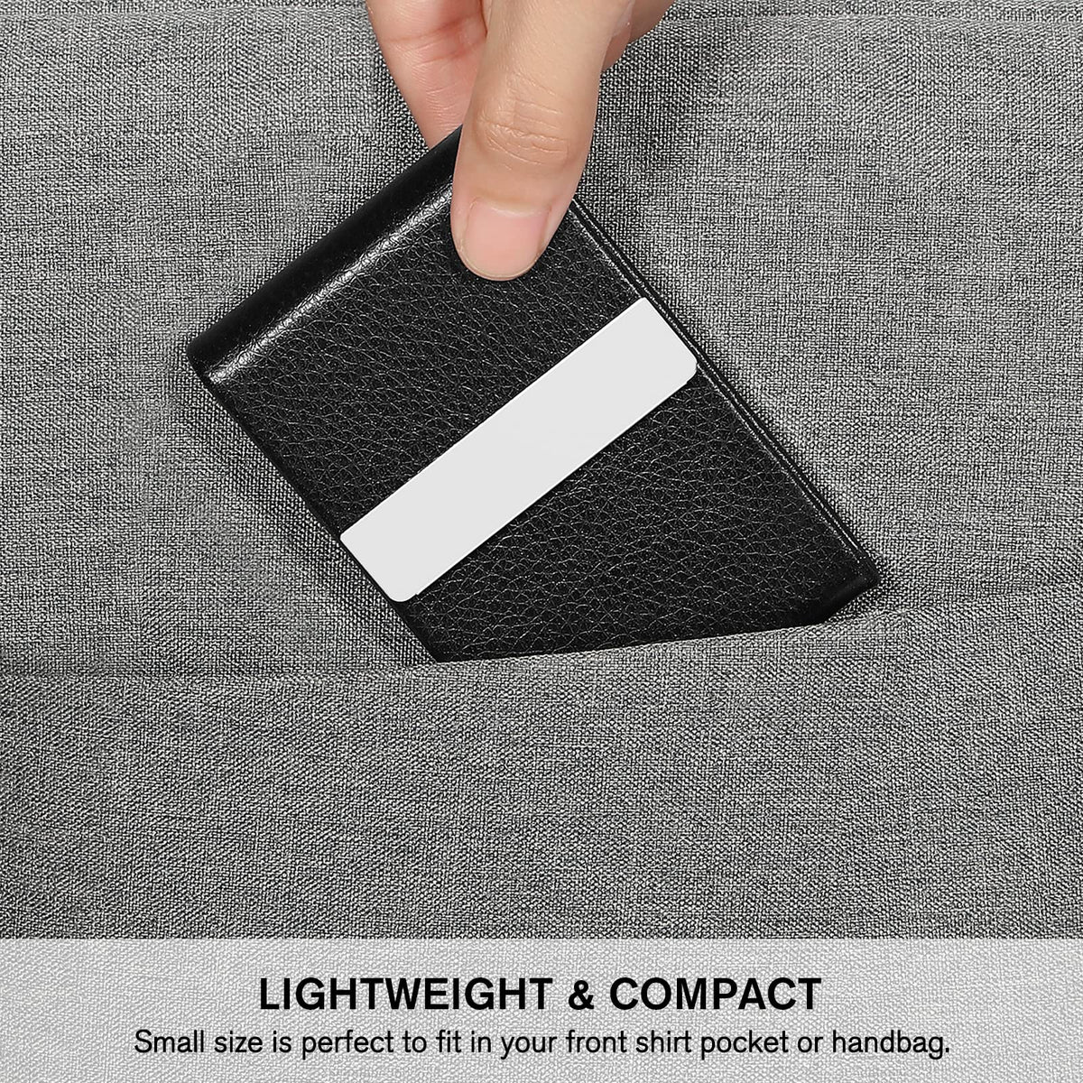 HASTHIP® Tarjetero de Piel para Hombre y Mujer,Tarjetero de Metal con Bloqueo RFID,Cierre Magnético Funda Compacta para Tarjetas Visita Crédito e Identificación - Negro (20 Tarjetas