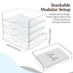 HASTHIP 4 Tier Acrylic Paper Organizer with Stackable Trays and a Wide Front Opening