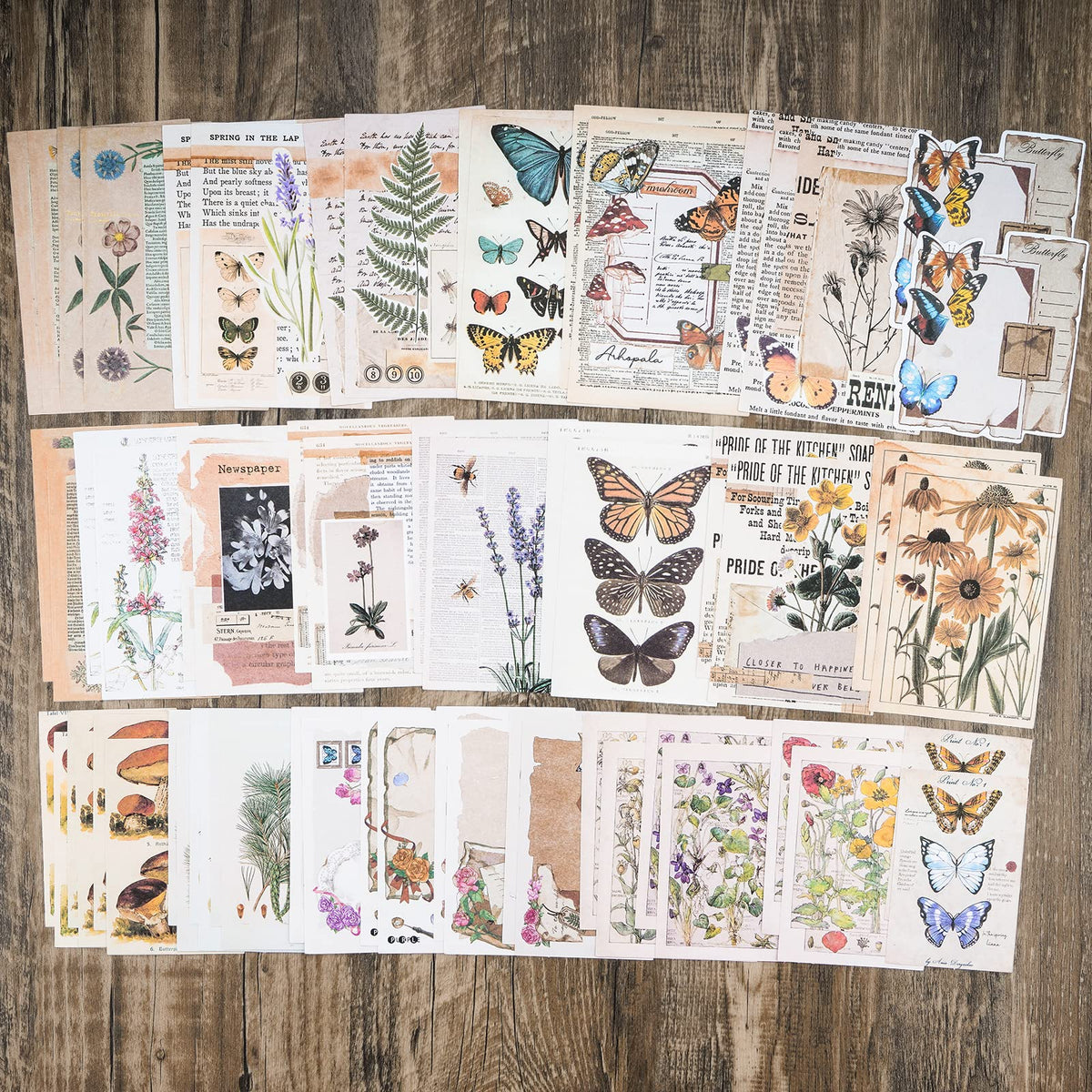 HASTHIP Vintage Journal Supplies Pack for Scrapbooking with 200 pcs Stickers | Gold Aesthetic DIY Paper Set
