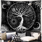 HASTHIP Tree of Life Tapestry for Bedroom featuring HD Galaxy Print and 51.2×59.1 in Size | Black and White Polyester Wall Hanging