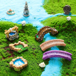 HASTHIP Miniature Garden Bridge Figurines for Fairy Garden Decor with 12 Resin Pieces | White Accessories