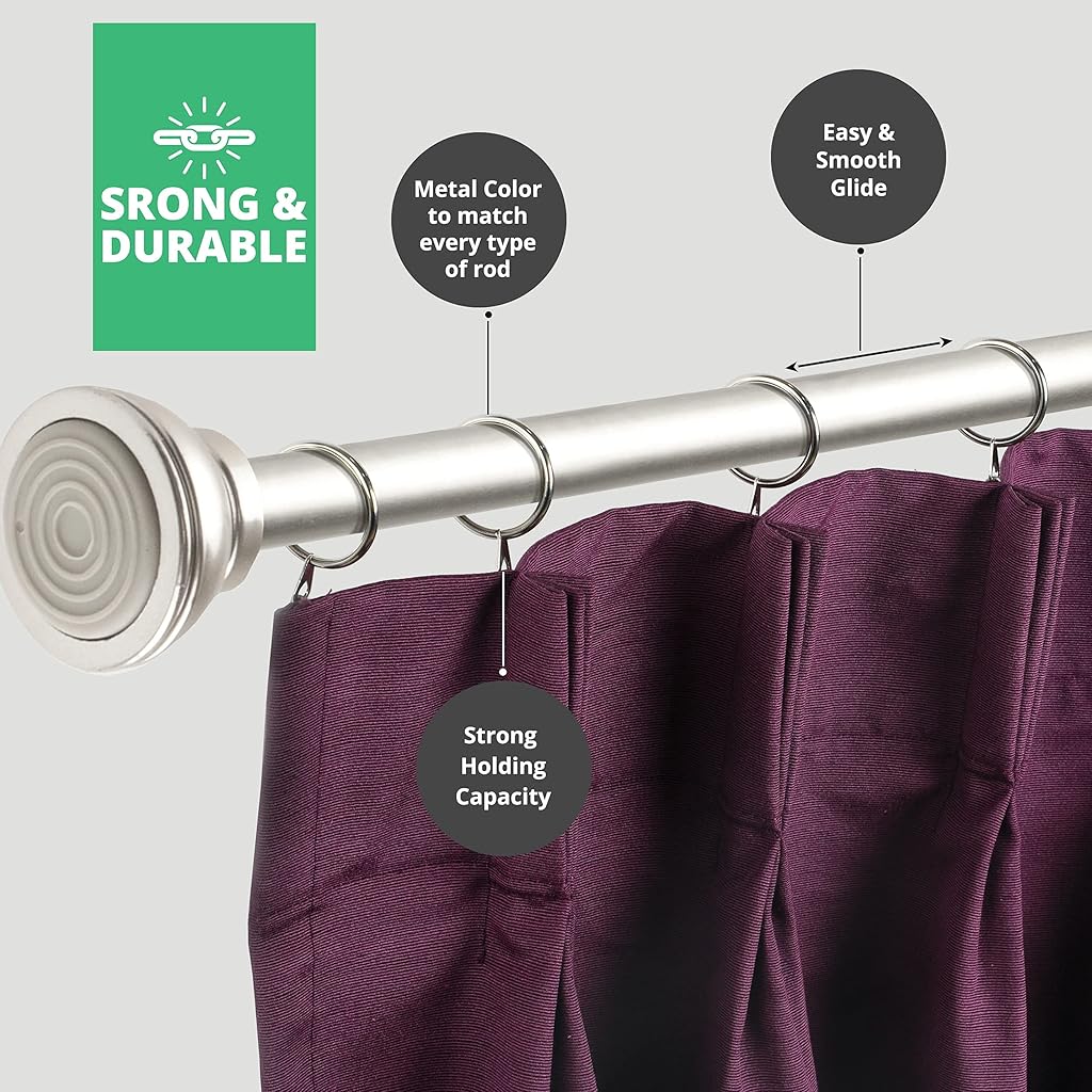 HASTHIP® Metal Curtain Rings 36PCS Bigger with 37mm Inner Diameter Eyelets for Window Rods Durable Rustproof Hooks for Drapes Bath Silver