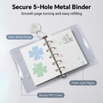 HASTHIP M5 Refillable Five-Hole Planner Binder with Silvery Transparent Cover and DIY Pages