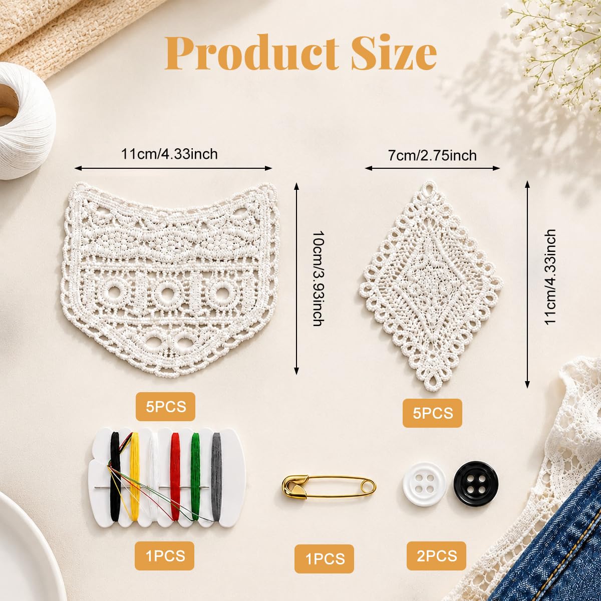 HASTHIP 10-Piece Soft Lace Pant Waist Extenders for Sew-On Jeans, Trousers and Skirts