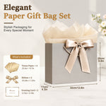 HASTHIP 2 Pack Medium Gift Bags with Tissue Paper, Ribbons and Greeting Cards for Celebrations