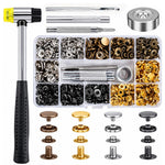 HASTHIP Metal Snap Fastener Kit, 120 Sets of 12.5 mm Snaps in 4 Finishes with Setting Tools and Hammer