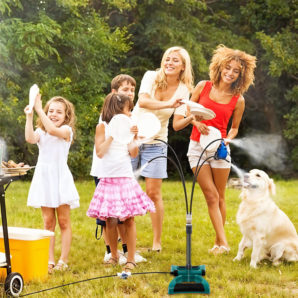 HASTHIP® 10 Meters Misting System Flexible Multi-nozzle Water Spraying Device Outdoor Water Sprayer Garden Cooling System Free Standing Misting System Water Saving Mister for Patio, Garden, Backyard