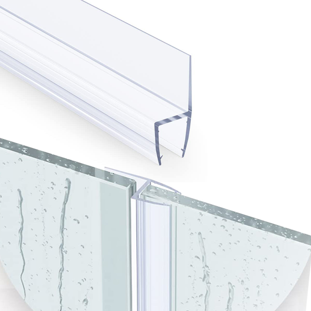 HASTHIP® 6.6Ft/2M Shower Door Side Seal Strip, Silicone Bathroom Glass Door Side Seal Strip, Frameless Glass Door Seal Strip Stop Shower Leaks and Create a Water Barrier (10mm Thickness)