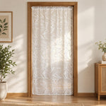 HASTHIP Self-Adhesive Lace Sheer Door Curtain, 100 by 240 cm, No-Drill Hook-and-Loop Mount