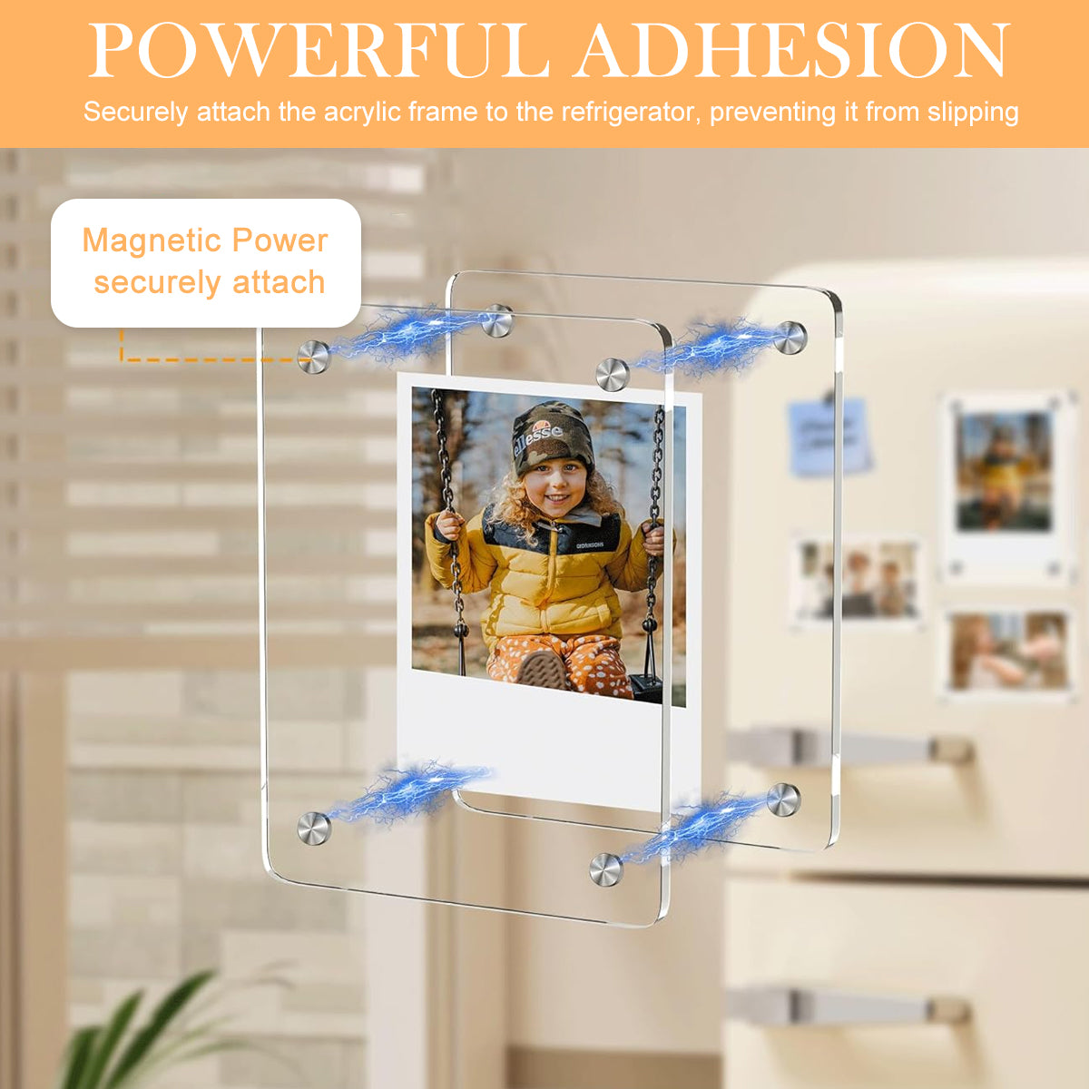 HASTHIP® 4Pcs 6 * 4 Inch Acrylic Magnetic Photo Frame Transparent Magnetic Photo Frame for Fridge