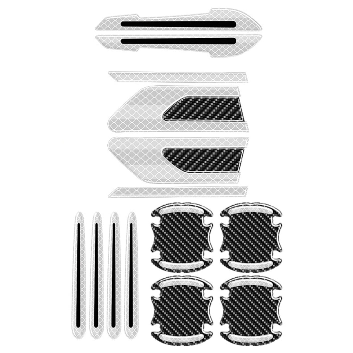 HASTHIP® 16Pcs Car Safety Stickers Cool White Reflective Anti-collision Car Door Stickers Decorative Car Stickers Removable Stickers for Car Door Sill, Door Edge, Handle, Rear Mirror, Rear Trunk
