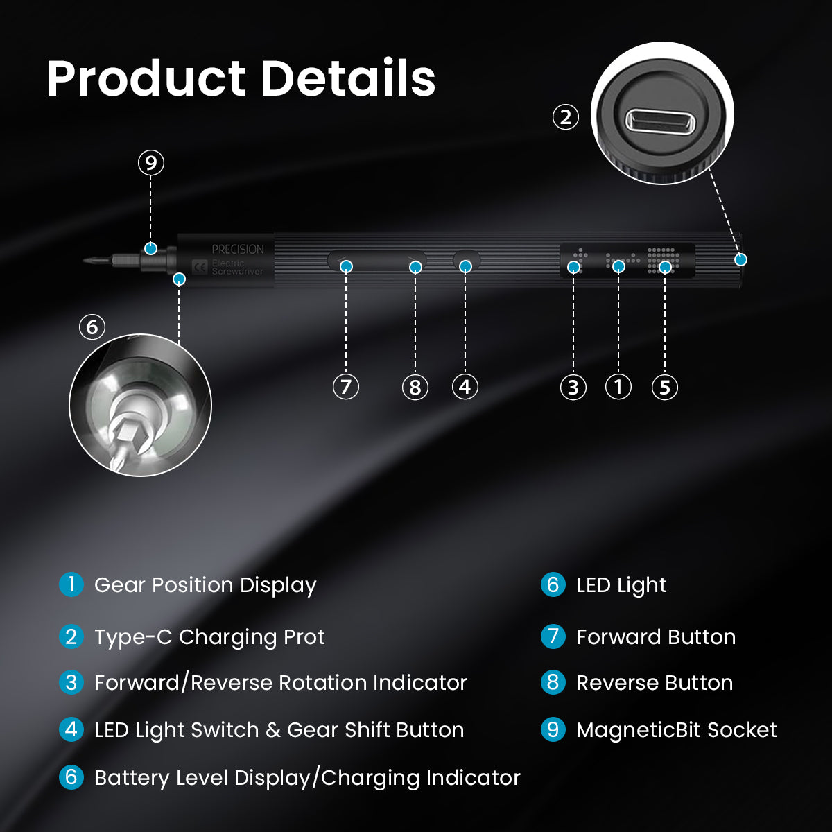 HASTHIP® Electric Screwdriver Set, Rechargeable Mini Screwdriver Set, 50 in 1 Power Repair Tool Kit with Torque and Power Display,