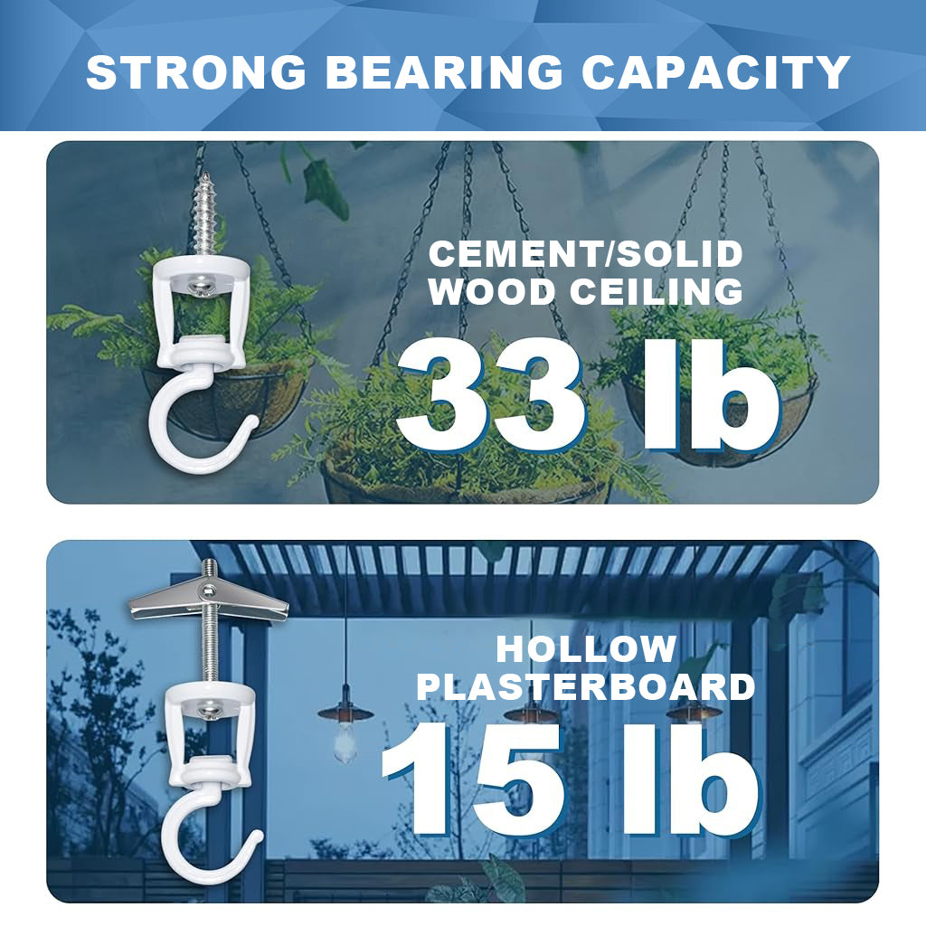 HASTHIP® 2Pcs Ceiling Hooks Screw Fixing Zinc Alloy Metal Ceiling Hooks Multi Purpose Decorative Ceiling Hooks for Hanging Planter, Flower Basket, Lantern, with Screws Pack