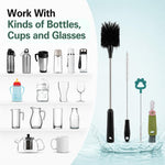 HASTHIP 4 Pack Bottle Brush Set with Long Handle, Straw and Lid Brushes for Drinkware