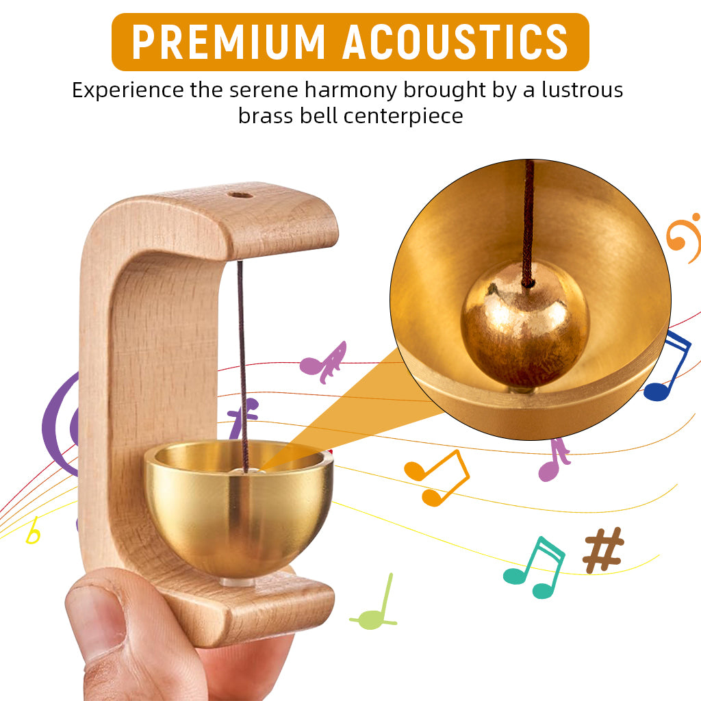 HASTHIP® Beech Wooden Door Chime with Brass Bell, Dopamine Door Bell for Home, Self-Adhesive Magnetic Doorbell, Serene Acoustic for Home & Shop, Shopkeepers Door Chime, Ideal Housewarming Gift