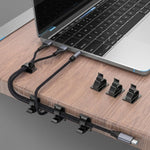 HASTHIP 100-Piece Self-Adhesive Cable Clips with Quick-Release Design, Low-Profile Black Plastic