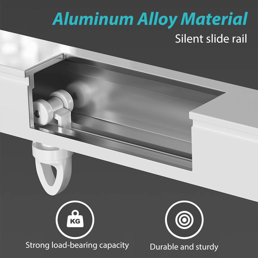 HASTHIP® Curtain Track, Aluminum Alloy Ceiling Curtain Track, Ceiling Track for Curtains, Room Divider Curtain Rods, Curtain Track Rail Set with Silent Roller Hooks (Grey, 33.46-59In)