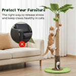 HASTHIP® Cat Scratching Post for Indoor Cats and Kittens, 35.43'' Tall Sisal Rope Palm Tree Scratch Post with Hanging Ball Toy, Sturdy Cat Tower for Exercise and Claw Care, Brown