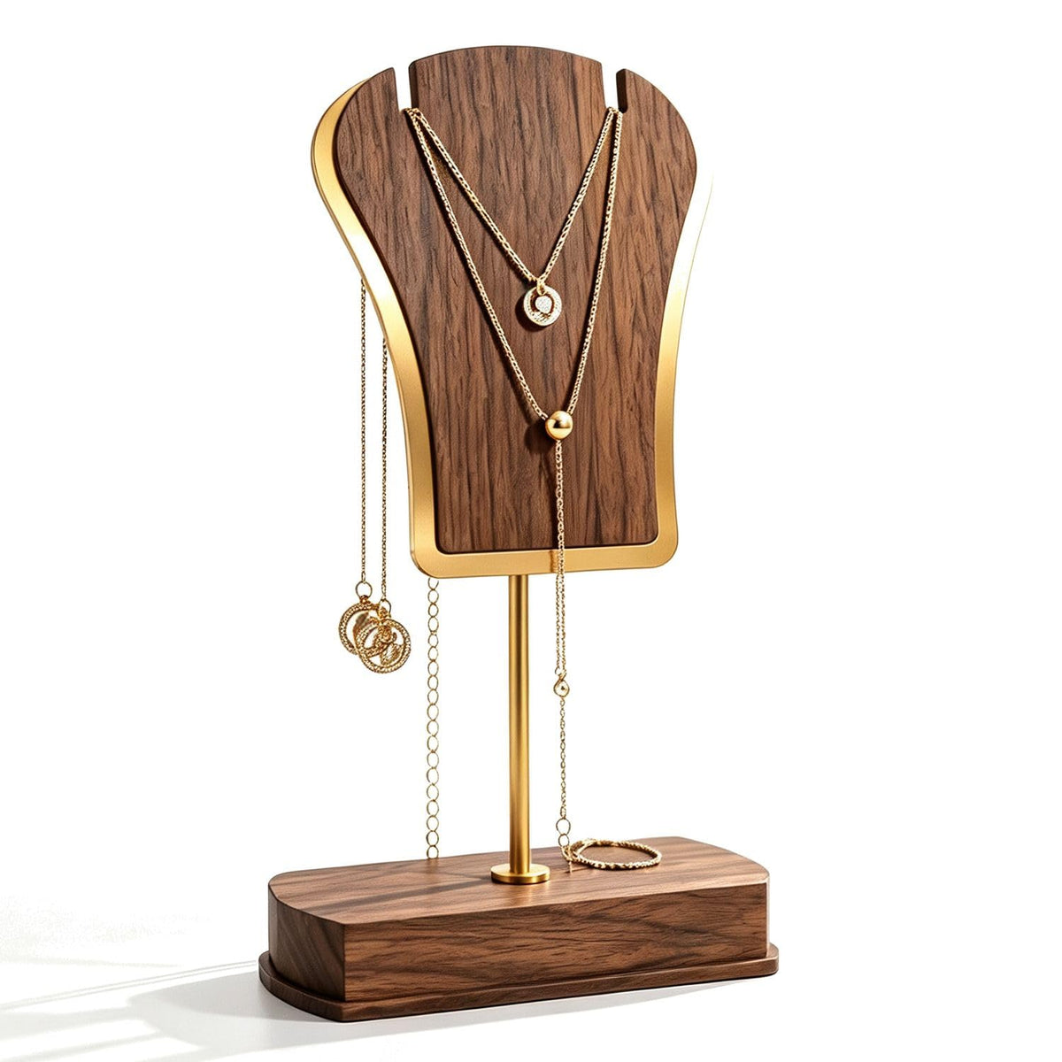 HASTHIP Necklace Display Stand with Weighted Wooden Base for Desktop Jewelry Storage