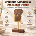 HASTHIP Necklace Display Stand with Weighted Wooden Base for Desktop Jewelry Storage