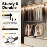 HASTHIP Adjustable Hanging Closet Rod with Telescopic Width and Multi-Level Height Settings
