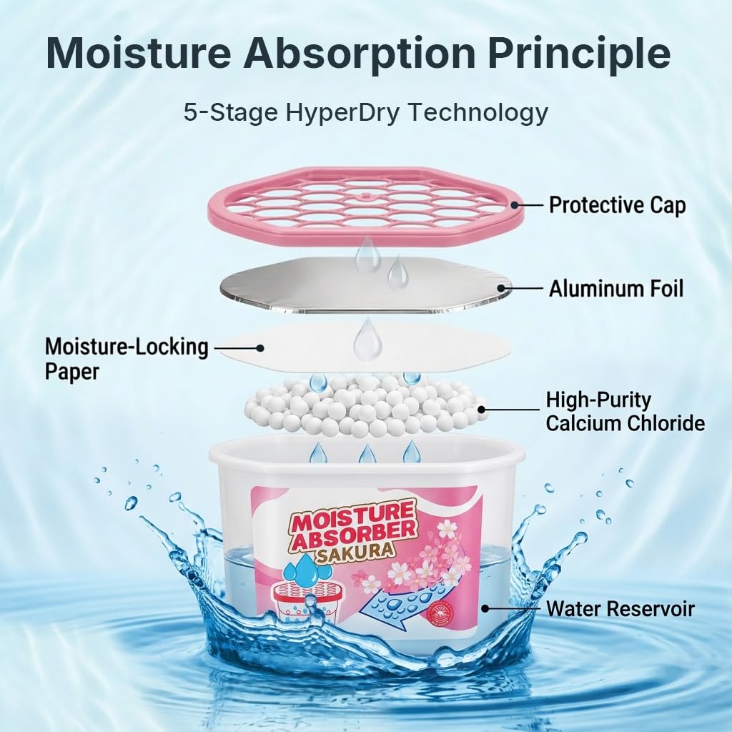HASTHIP 3-Pack Refillable Moisture Absorber Boxes with Calcium Chloride for Closets and Cars