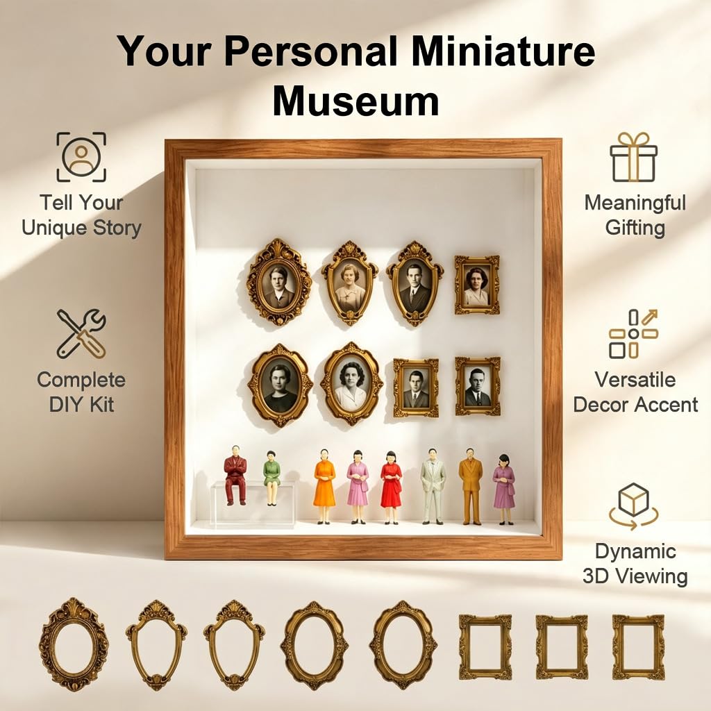 HASTHIP DIY Shadow Box Frame Kit with Movable Mini Frames for Personalized Photo Displays