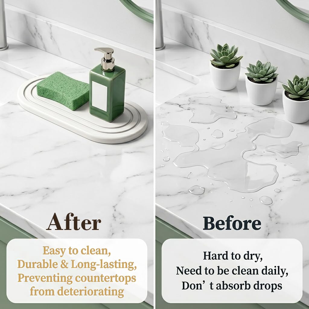 HASTHIP Quick-Dry Water-Absorbing Stone Tray for Bathroom, Kitchen and Laundry Use