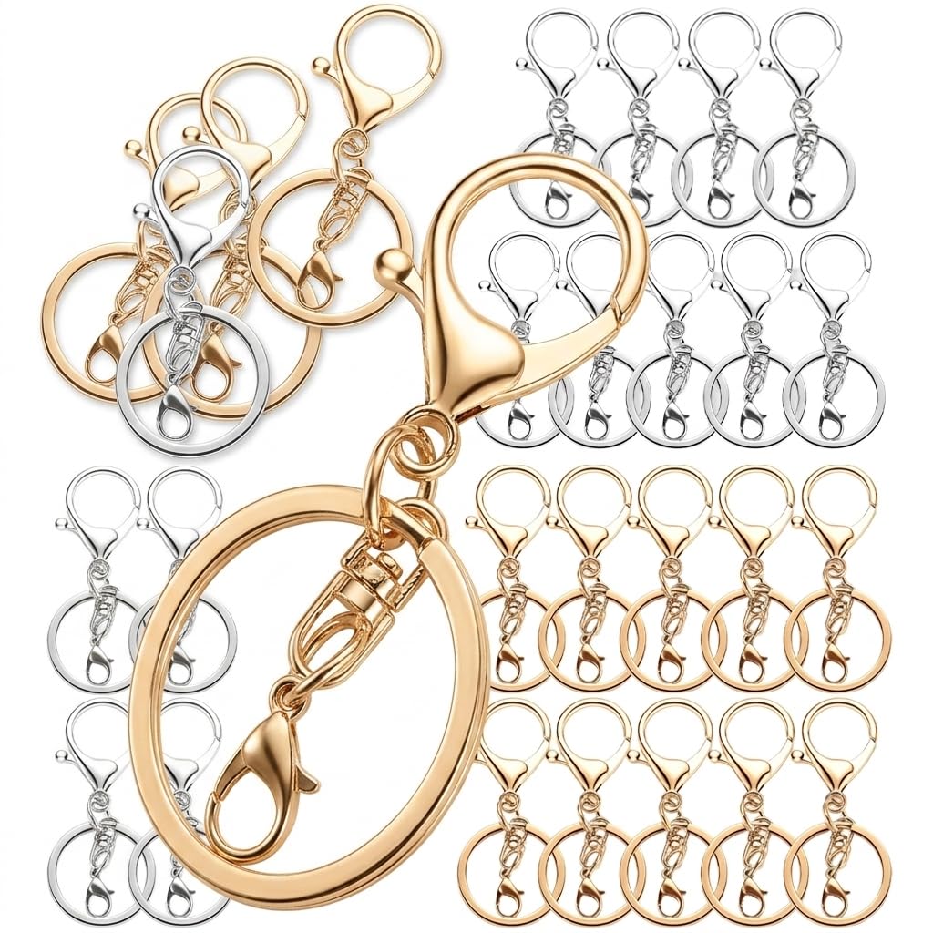 HASTHIP 20-Piece Metal Lobster Claw Clasps and Key Rings for DIY Crafts and Custom Accessories