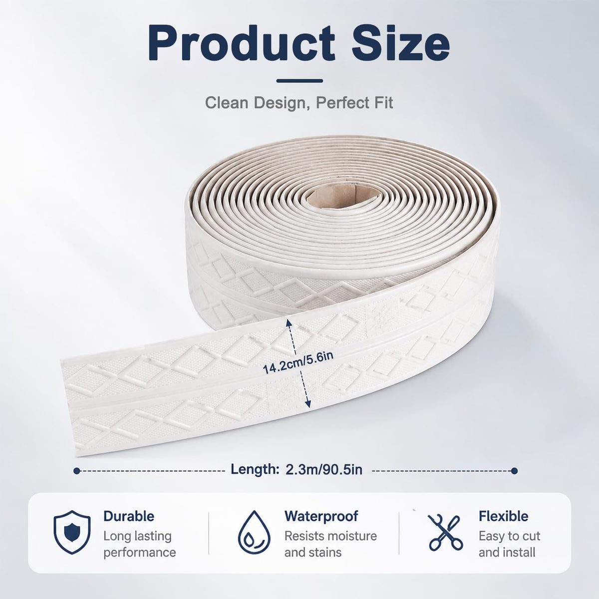 HASTHIP Self-Adhesive 3D Foam Wall Trim Border for Flexible Edge and Corner Finishing