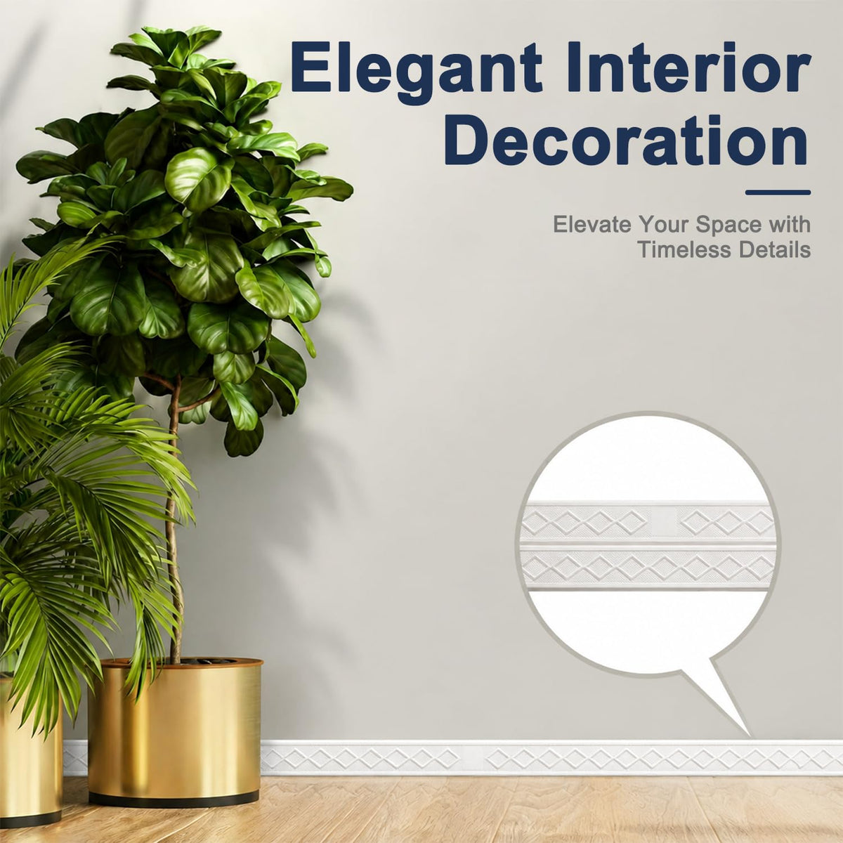 HASTHIP Self-Adhesive 3D Foam Wall Trim Border for Flexible Edge and Corner Finishing