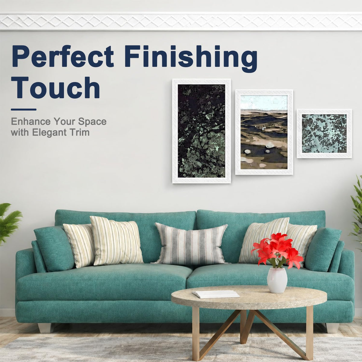 HASTHIP Self-Adhesive 3D Foam Wall Trim Border for Flexible Edge and Corner Finishing