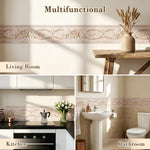 HASTHIP 3D Floral Peel-and-Stick Wallpaper Border, Water-Resistant Trim for Home Interiors
