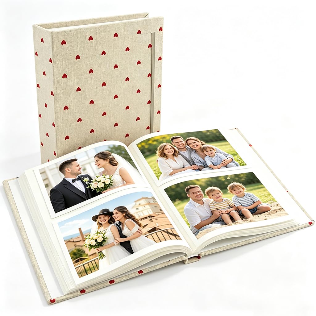 HASTHIP Mini Linen Cover Photo Album with Clear Pockets and Front Window for Personalisation