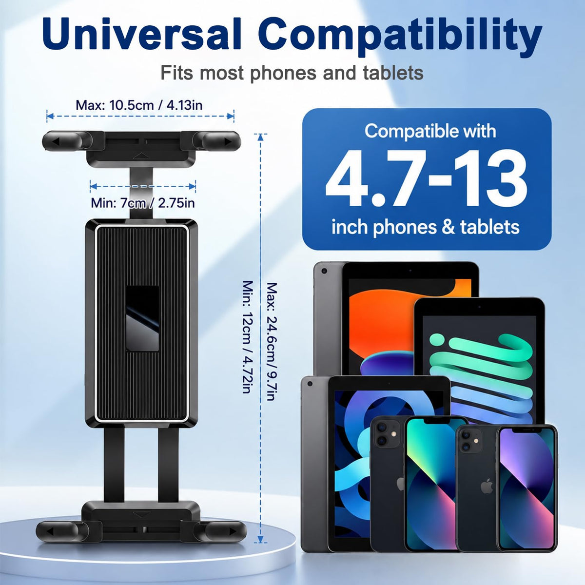 HASTHIP Guitar Phone and Tablet Holder with 360° Adjustment, Silicone Grip and ABS Bracket