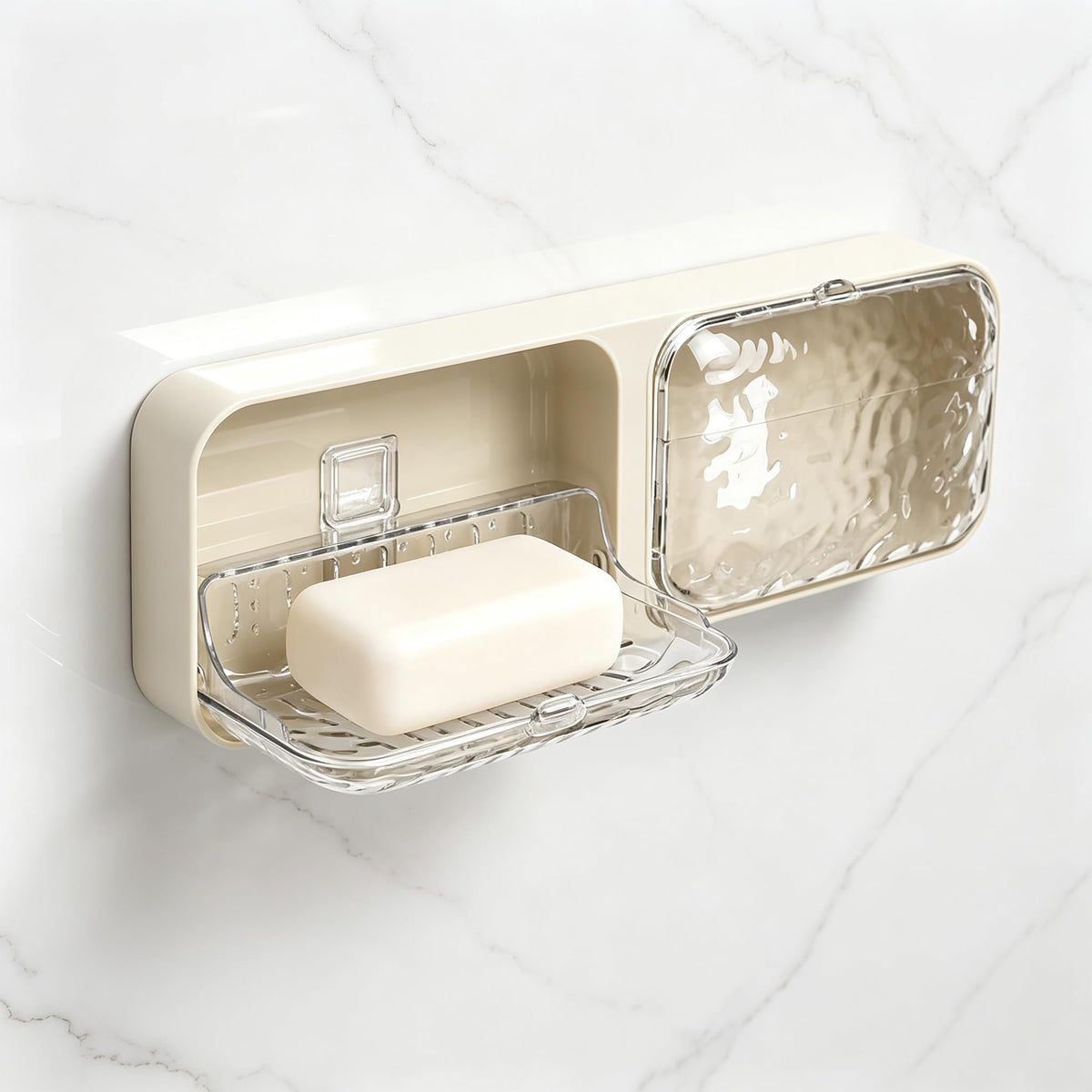 HASTHIP Adhesive Wall-Mount Soap Organizer with Double Drainage for Bathroom and Kitchen
